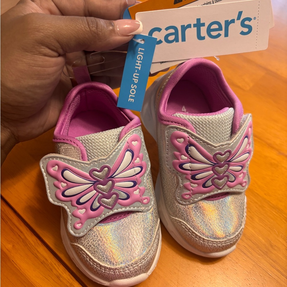 Carter's Kids Light-Up Butterfly Sneakers - Purple and Silver